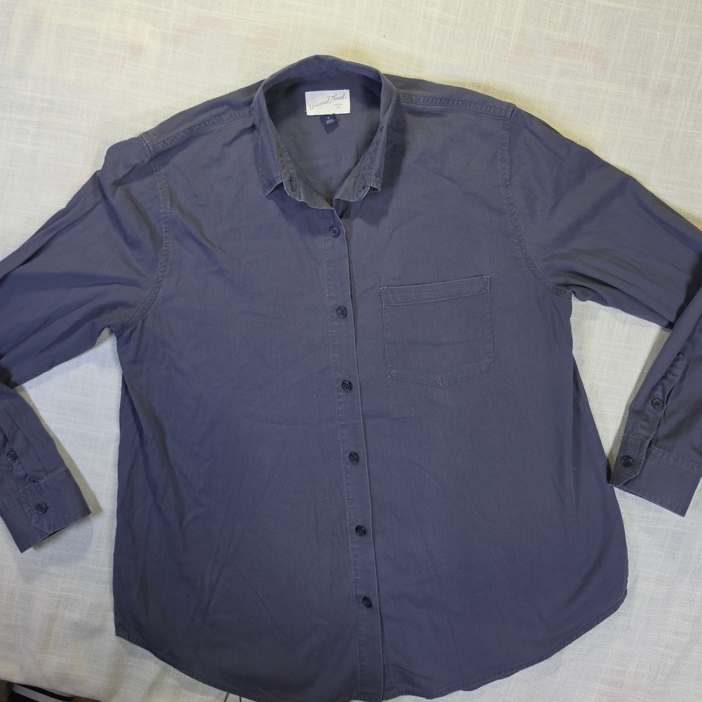 Universal Thread Womens Long Sleeve Button Down Shirt Gray Cotton Rayon Size S